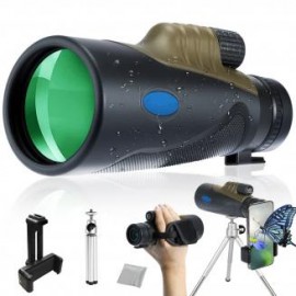 Monocular, 10-30x50 HD Monocular con zoom de alta potencia con adaptador para teléfono inteligente y trípode, Monocular imperme