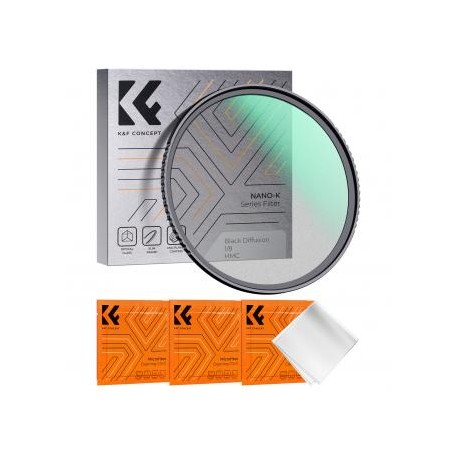 55mm Filtro Black Mist 1/8 + 3pcs Paño de Limpieza con 18 Recubrimientos Multicapa, Serie Nano K