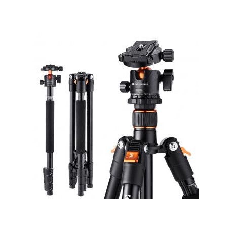 162cm Trípode de Aluminio para Cámara + Rótula de Bola, Carga 10kg, Naranja - K234A0+BH-28L(TM2324 Actualizado)