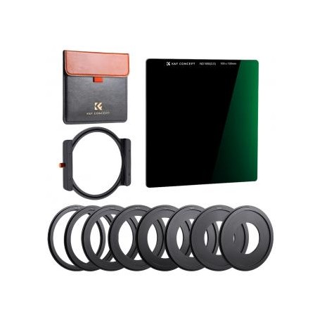 100x100mm Kit de Filtros Cuadrados ND1000 + Portafiltro de Metal + Anillos Adaptadores