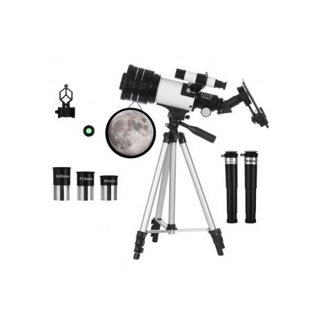 Telescopio refractor astronómico de 70 mm de apertura (15X-150X) para adultos y niños, principiantes en astronomía, telescopio 