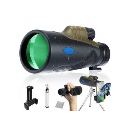 Monocular, 10-30x50 HD Monocular con zoom de alta potencia con adaptador para teléfono inteligente y trípode, Monocular imperme