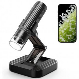 Microscopio WiFi inalámbrico, cámara de inspección portátil USB HD, aumento de 50x-1000x, con soporte plegable, compatible con 