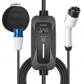 Cargador rápido EV portátil tipo 2 estándar europeo 32a, enchufe cee, cargador 16 / 26 / 32a con caja de carga de corriente alt