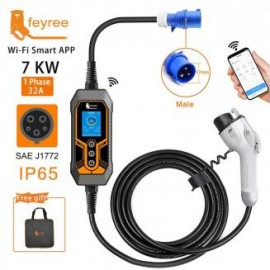 Cargador portátil estándar estadounidense de nueva energía 32a, con pantalla, corriente ajustable, enchufe tipo 1 SAE j1772, en