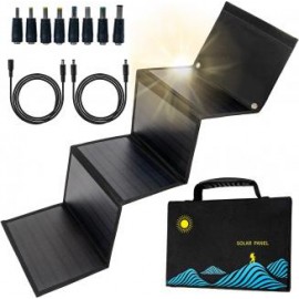 Cargador de panel solar portátil de 40w, con doble USB (5v / 4A en su conjunto) y DC (18v1.6a), cargador solar impermeable de c